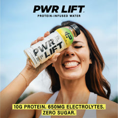 PWR LIFT label close-up shows keto-friendly, zero sugar formula.