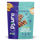Pyure Allulose sweetener bottle on the counter, zero calories for everyday sweetness.