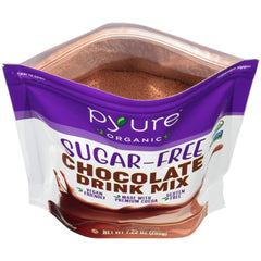 Pyure hot chocolate steaming, highlighting zero sugar and rich cocoa flavor