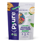 Pyure Organic Stevia Blend bottle: zero-calorie sweetness for coffee.