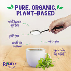 Close-up of Pyure Stevia Blend being dispensed from a spoon.