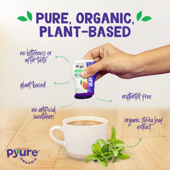 Glass of tea with Pyure Organic Liquid Stevia for natural sweetness.