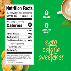 Pyure Stevia Packets with granulated texture, suggesting sugar-like sweetness without calories.
