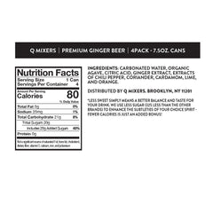 Q MIXERS ginger beer can side highlights compact, convenient 7.5 oz serving.