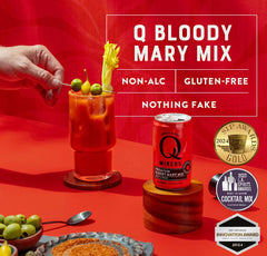Q MIXERS Bloody Mary mix being poured into a glass for flavor