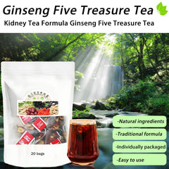 Qiuumey Ginseng Five Treasures Tea brew cup reveals mellow, sweet flavors from red dates and mulberries.