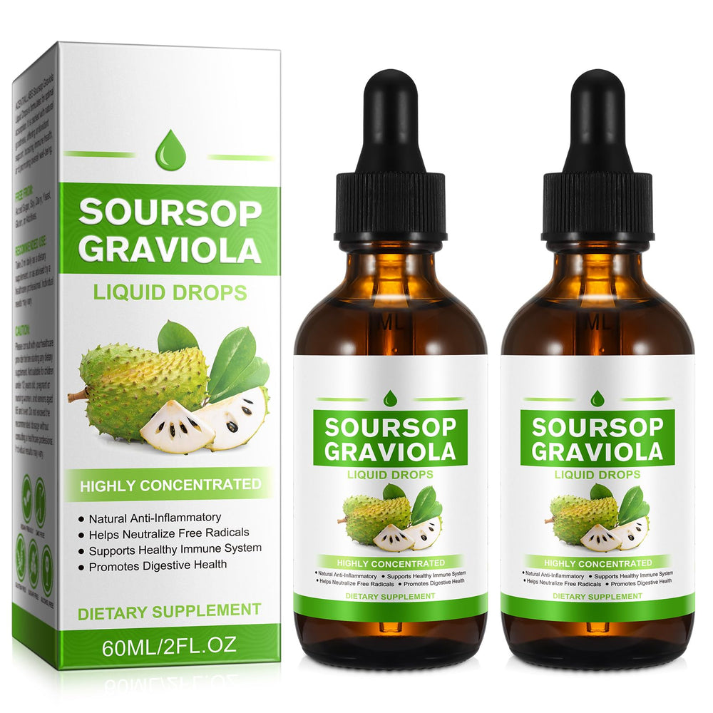 QJCWXIAOX Soursop Graviola liquid drop bottle promotes daily wellness.