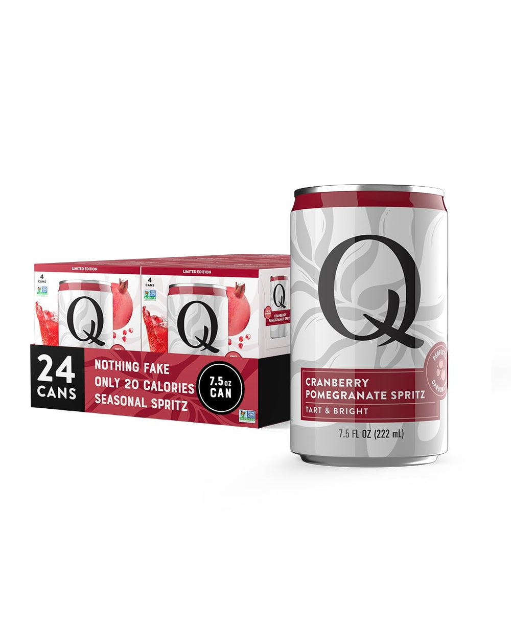 Q Mixers Cranberry-Pomegranate Spritz can on ice for a crisp, low-calorie option.