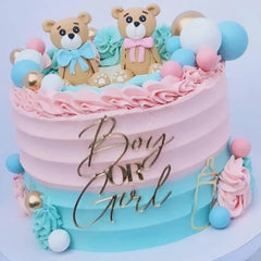 QPARTYFIRE gender reveal topper shines on cupcakes and dessert tables.
