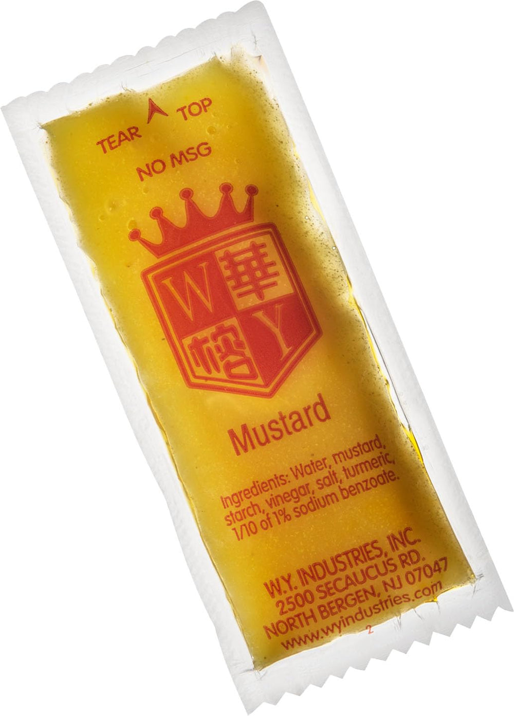 QQOUTLET Chinese Yellow Mustard single-serve packet for on-the-go meals, gluten-free and MSG-free.