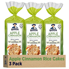 Quaker Apple Cinnamon large rice cake front view—crisp snack option