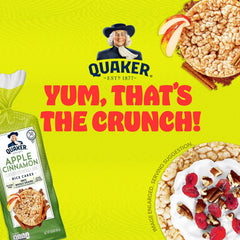 Close-up of Quaker Apple Cinnamon Rice Cakes texture and color, crispy crunch.