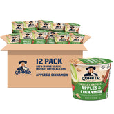 Quaker Apples & Cinnamon Express Cup pack shown, a convenient breakfast option for busy mornings.