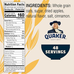 Quaker apples and cinnamon oatmeal bowl highlighting wholesome grains and fiber.