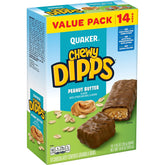 Quaker Chewy Dipps packaging featuring peanut butter filling for easy snacking