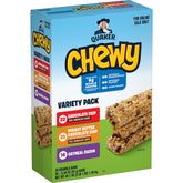 Quaker Chewy Granola Bars variety-pack in 58-count, ideal for family snacking.