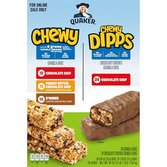 Quaker Chewy Peanut Butter Chocolate Chip bars, satisfying snack option.