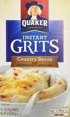 Quaker Country Bacon Flavor Instant Grits pack shot showing convenient packaging