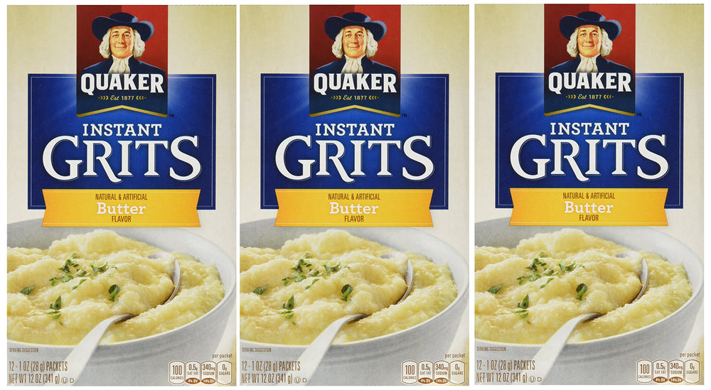 Quaker Instant Grits Butter Flavor box front showing easy breakfast option