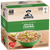 Quaker Instant Oatmeal packets with apples and cinnamon for quick, satisfying breakfasts.