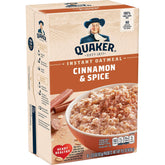 Quaker Instant Oatmeal Cinnamon Spice pack ready for a quick breakfast