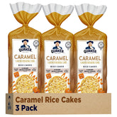 Quaker large rice cakes caramel pack 3 label image showing crisp, wholesome snack option