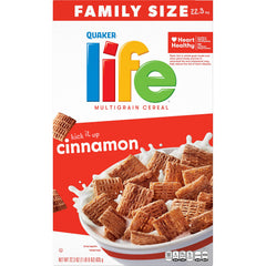 Spoon tasting Life Cereal Cinnamon for a quick breakfast