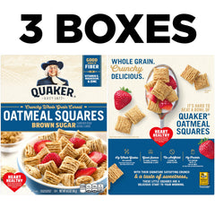 Close-up of Quaker Oatmeal Squares with brown sugar crunch.