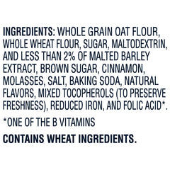 Quaker Oatmeal Squares Cinnamon nutrition panel shows vitamins and minerals