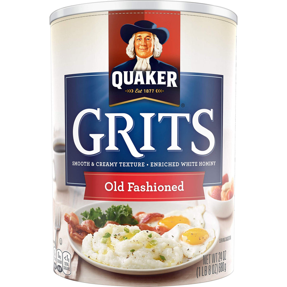 Quaker Old Fashioned Grits smooth-creamy bowl, ideal for a comforting breakfast.