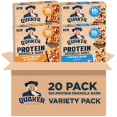 Quaker Protein Granola Bars variety-pack display for convenient daily snacking.