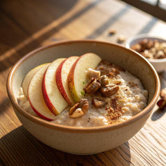 Quaker Protein Instant Oatmeal Apple Cinnamon bowl ready to enjoy.