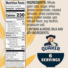 Quaker Protein Instant Oatmeal Cranberry Almond ready-to-serve cup