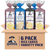 Quaker Rice Cakes Everything Bagel pack—gluten-free crunch for a quick snack.