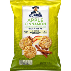 Quaker Rice Crisps apple cinnamon flavor with fruit-inspired appeal.