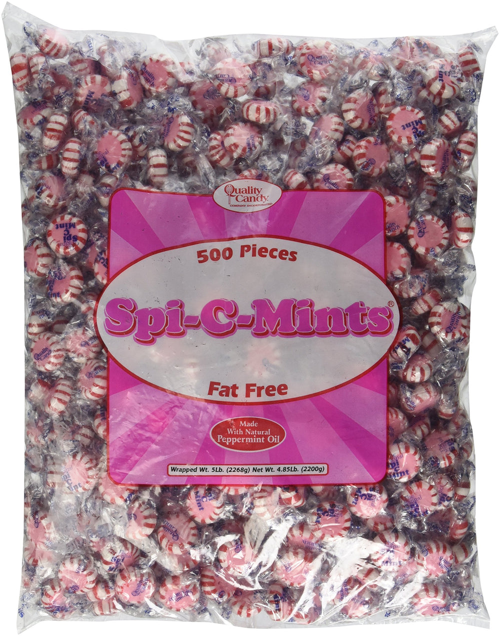 Quality Candy Company Spi-C-Mints 5lb bag with resealable packaging for easy sharing.