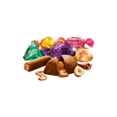 Quality Street Purple One and Green Triangle flavors in elegant packaging