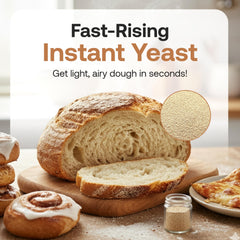Quay Naturals Instant Dry Yeast dough-rise image showing steady oven spring.