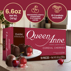 Queen Anne dark chocolate coating delivers a rich, bittersweet finish with every bite.