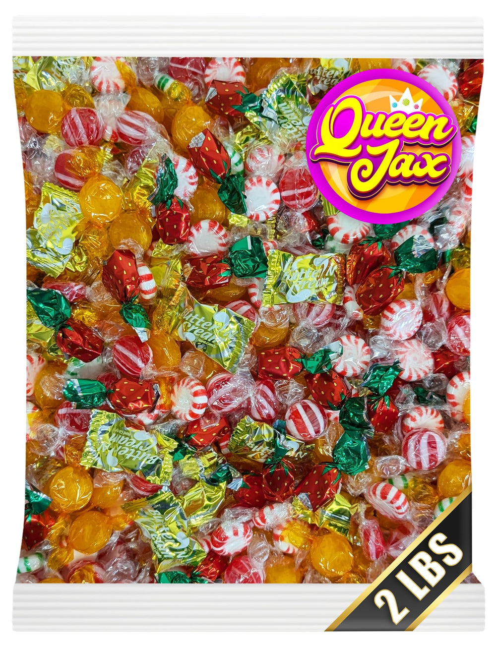 QUEEN JAX bulk hard candy mix 2lb for party bowls and gifts.