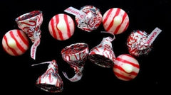 QUEEN JAX Candy Cane Kisses bulk candy dish display ready for sharing.