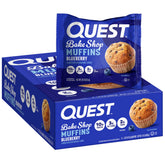 Quest Bake Shop Blueberry Muffins pack showing 10g protein per serving.