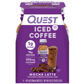 Quest Mocha Latte Iced Coffee bottle front view with rich mocha flavor and protein.