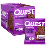 Quest soft & chewy Double Chocolate Chip cookie pack front for on-the-go fueling.