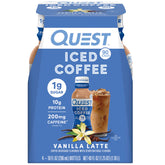 Quest Vanilla Latte Iced Coffee bottle for on-the-go energy and 10g protein per serving.