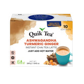 Quik Tea Ashwagandha Turmeric Ginger Chai Latte pouch ready for a soothing hot drink