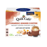 Quik Café instant turmeric ginger coffee pack, bold flavor for fast mornings.