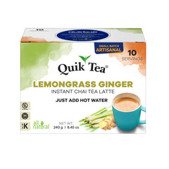 QuikTea lemongrass ginger chai latte pouch for a quick, comforting cup.