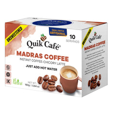 QuikTea QuikCafé Madras instant mix dissolving quickly in hot water.
