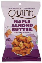Quinn Nugget Maple Almond Butter Filled Pretzel Nuggets, front view, convenient on-the-go snack.